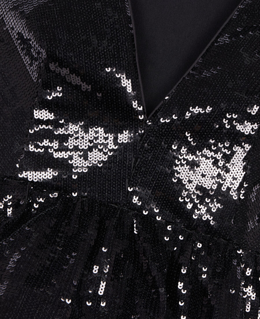 The Kooples WOMEN BLACK STONE black sequin top