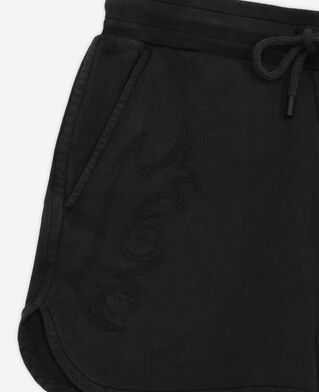 The Kooples WOMEN BLACK WASHED black fleece shorts with western-style embroidery