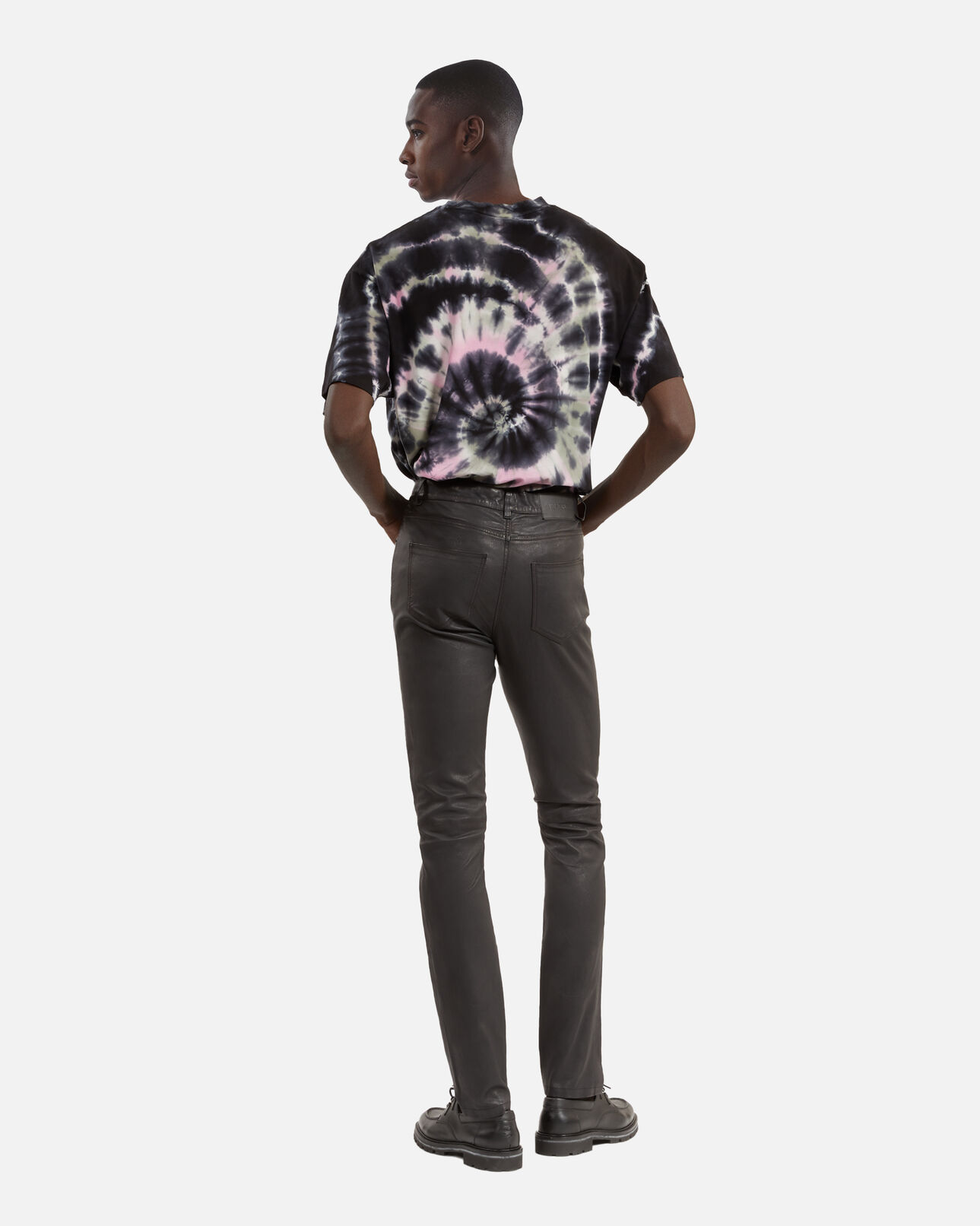 The Kooples HOMME BLACK pantalon slim en cuir noir
