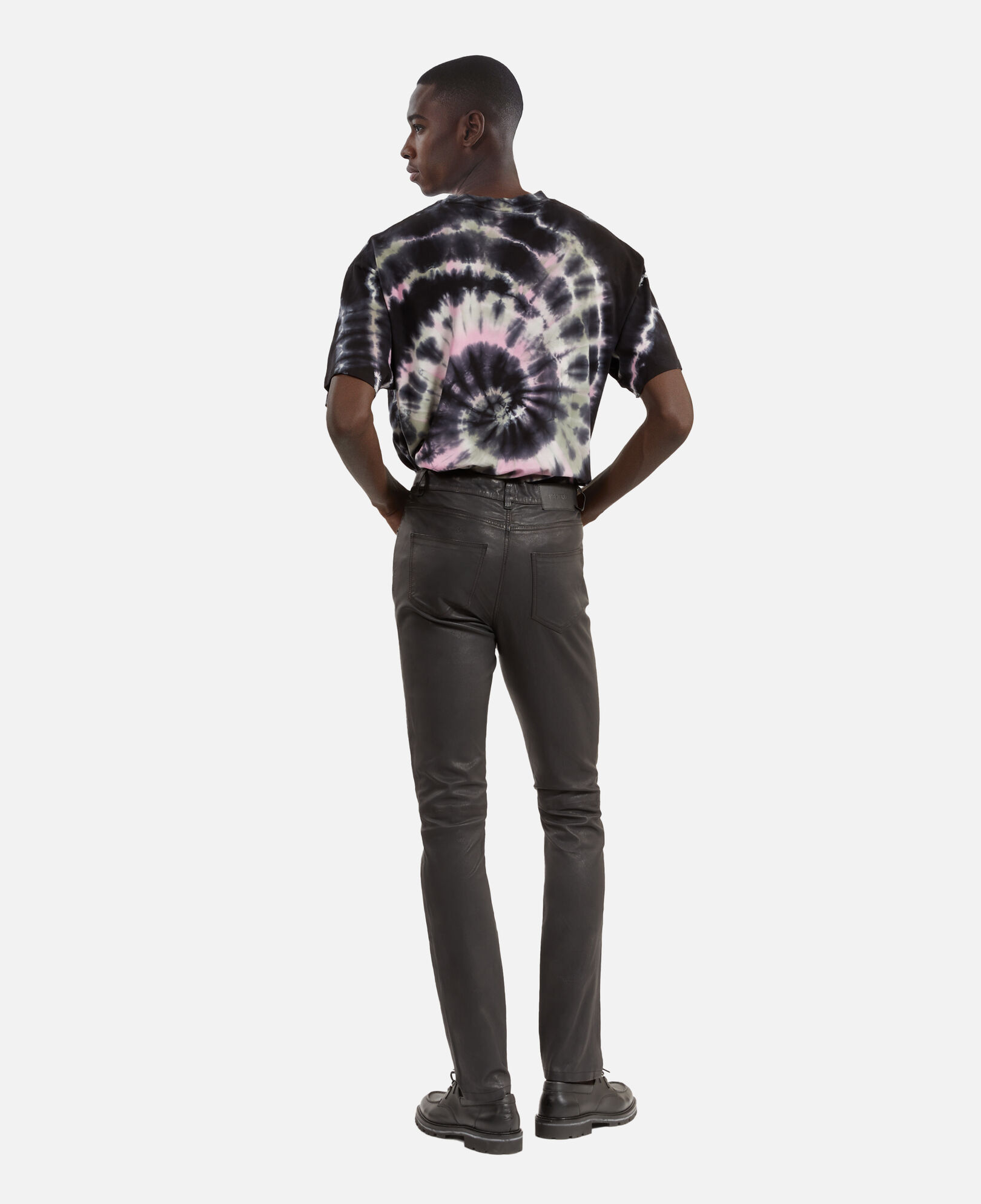 The Kooples MEN BLACK black leather slim-fit pants