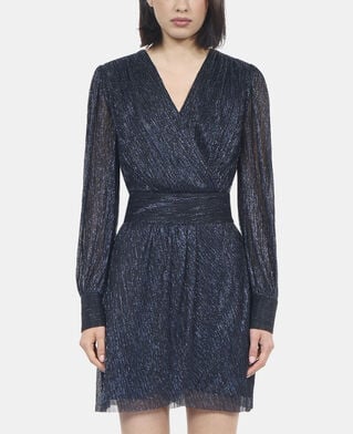 The Kooples FEMME DARK NAVY robe courte en jersey métallisé bleu marine