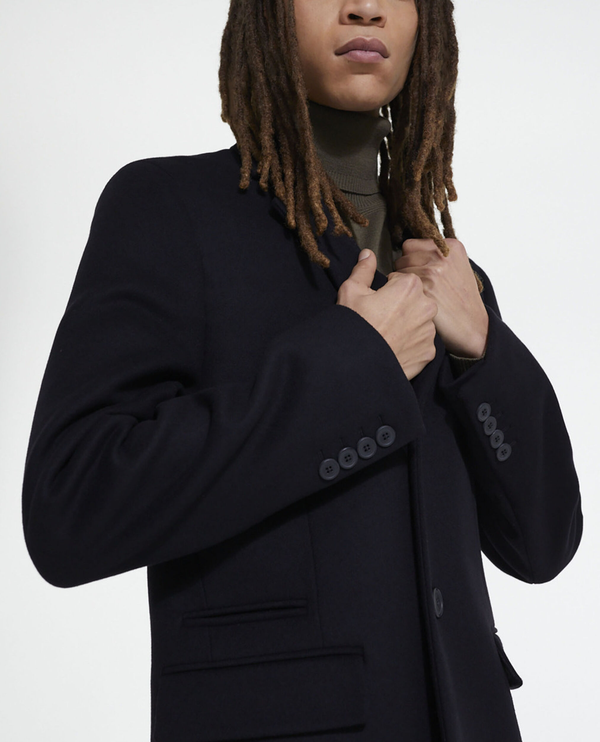 Long wool coat with leopard lining, BLACK, hi-res image number null