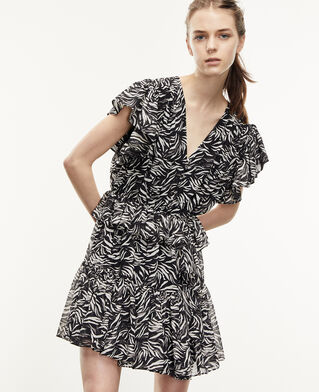 The Kooples WOMEN BLACK WHITE short black and white zebra-print dress