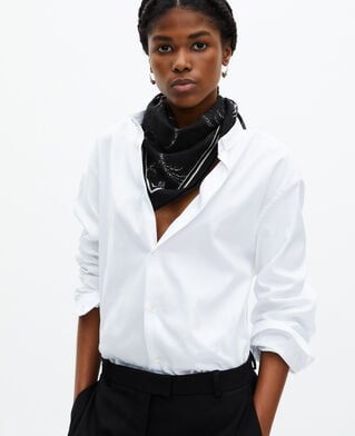 The Kooples WOMEN BLACK WHITE printed scarf in black wool and silk