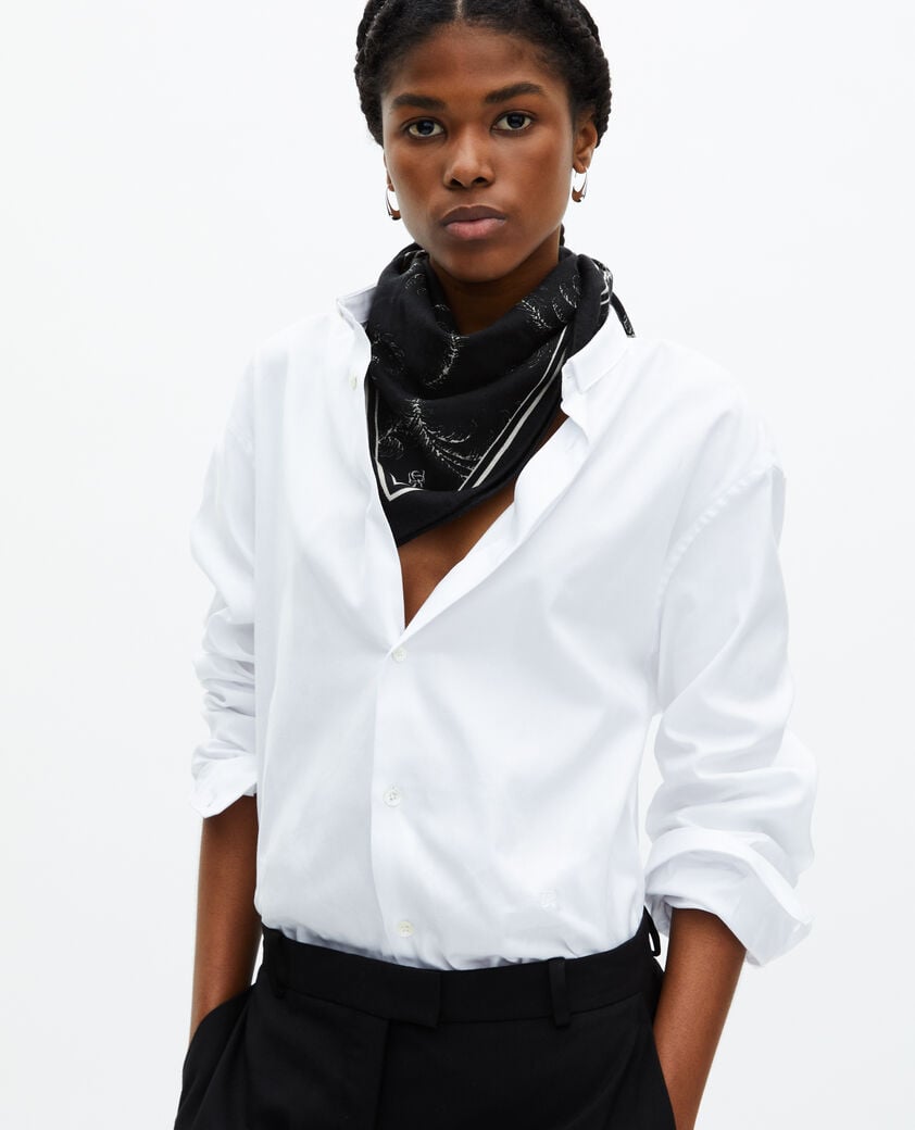The Kooples FEMME BLACK WHITE foulard imprimé en laine et soie noir