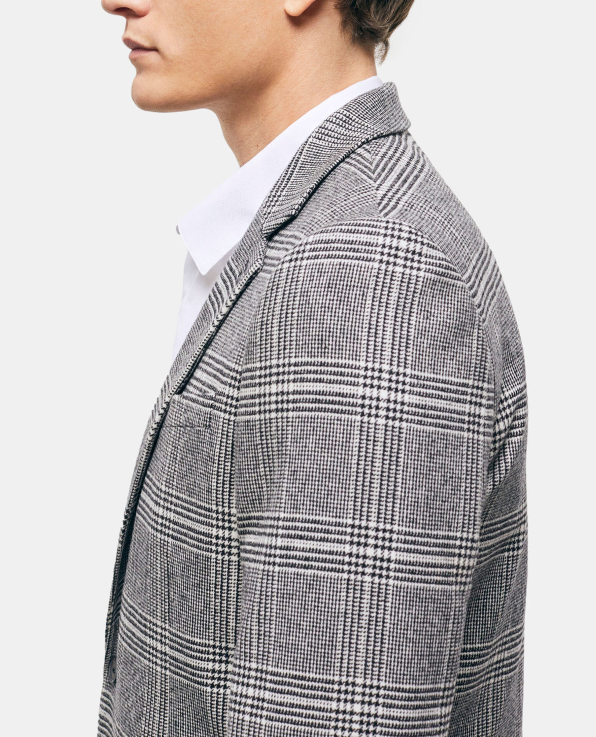 Wool suit jacket with check motif, BLACK WHITE, hi-res image number null