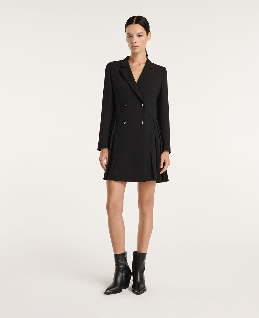 black jacket dress with pleating