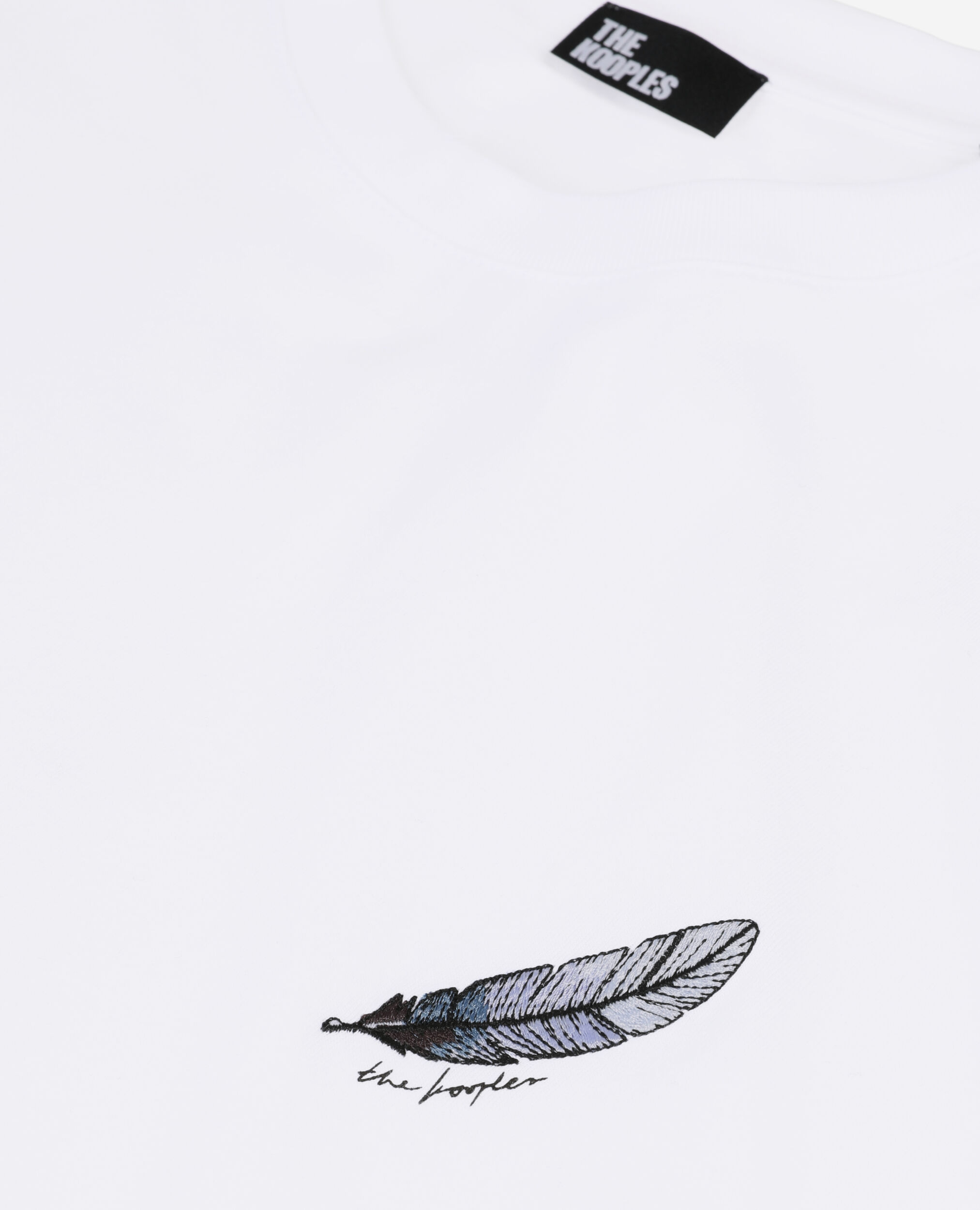 Weißes T-Shirt mit Feather-Stickerei, WHITE, hi-res image number null