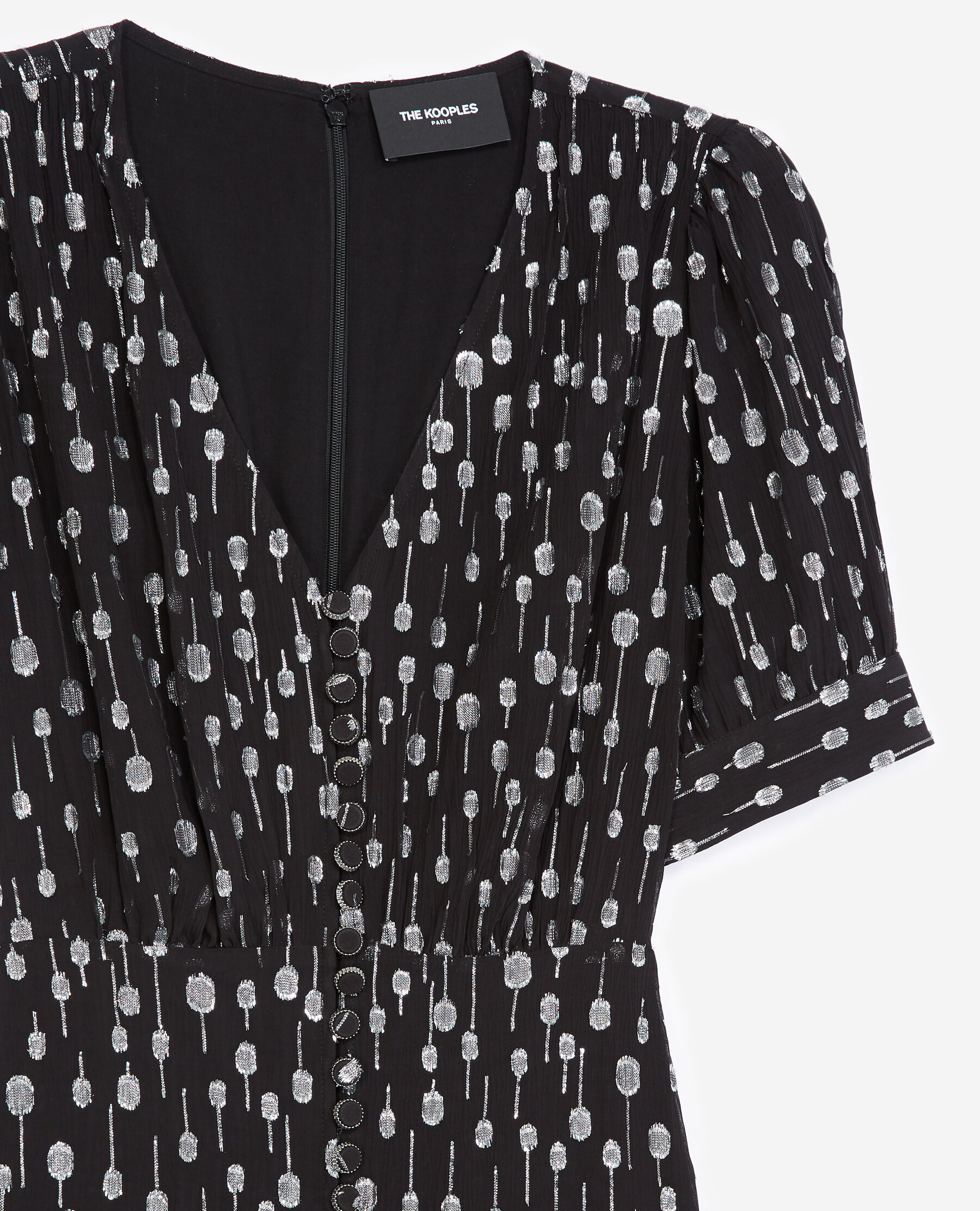 Long black dress with polka dots