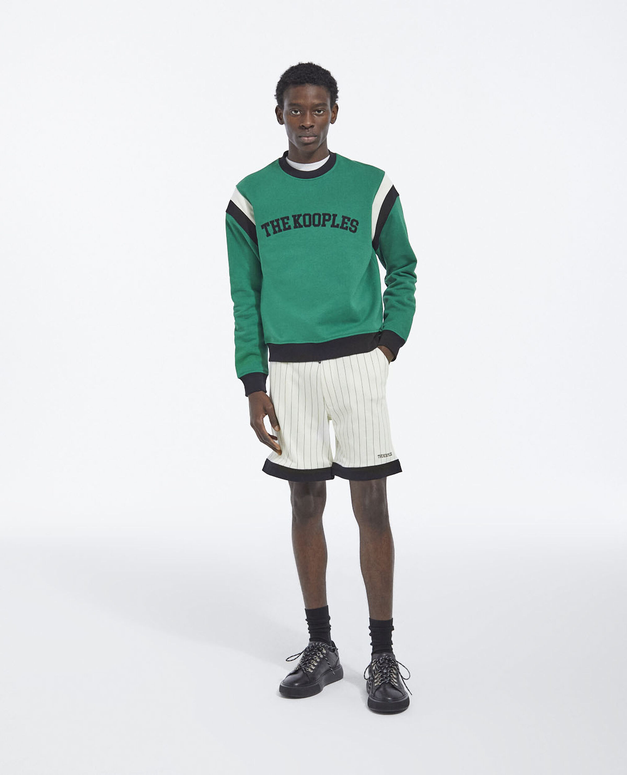 Sweatshirt mit Rundhalsausschnitt - Streifen, GREEN BLACK ECRU, hi-res image number null
