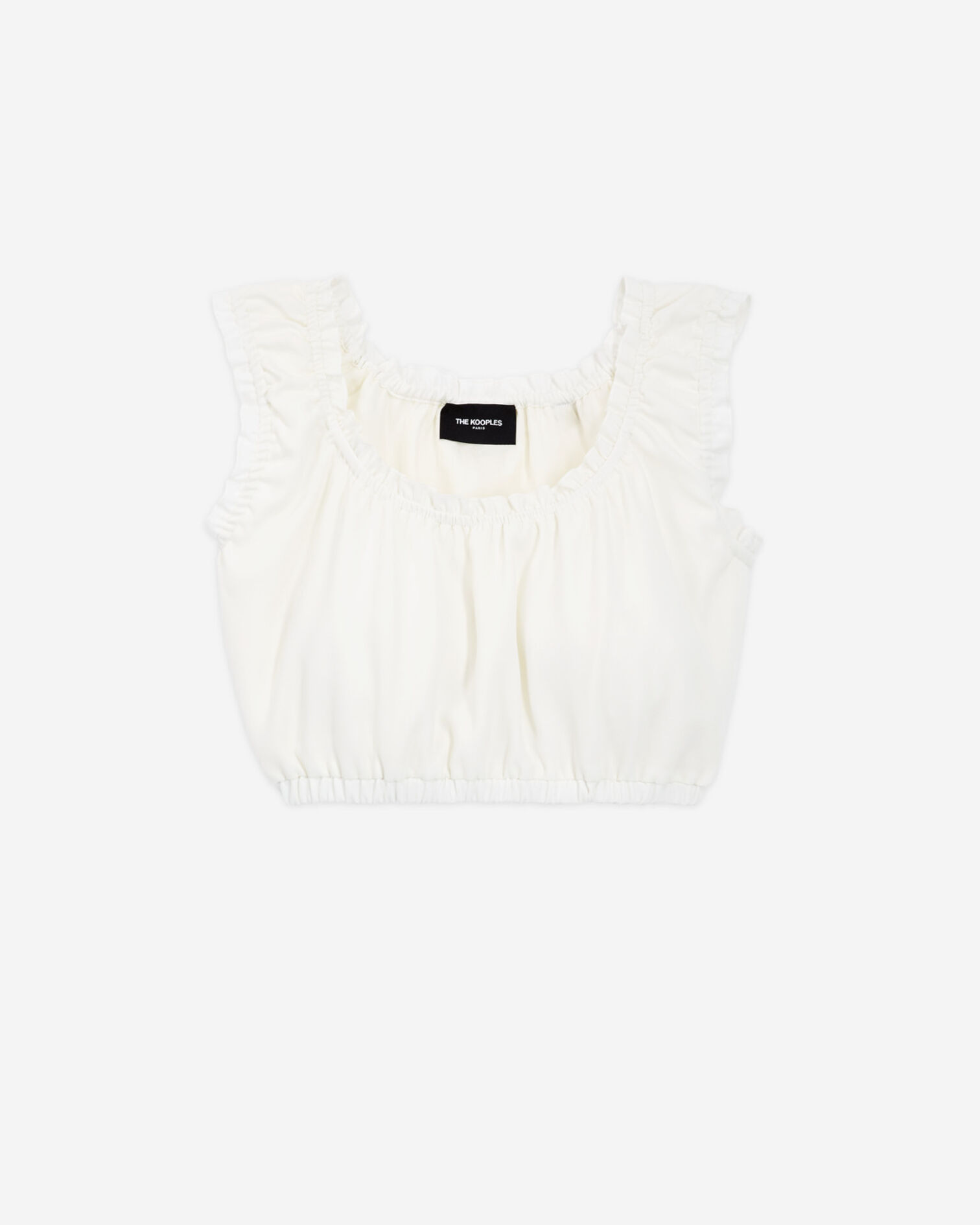 Oberteil Krepp ecru mit kurzen Puffärmeln, OFF WHITE, hi-res image number null