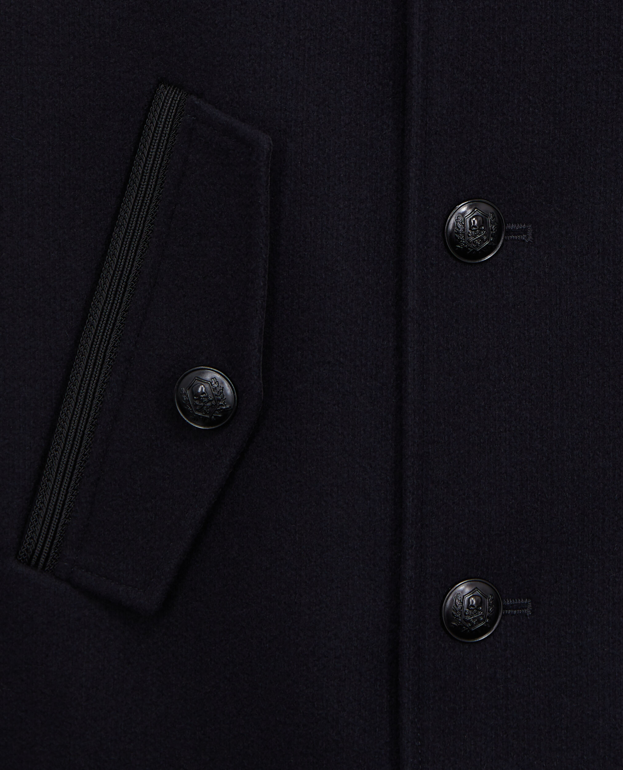 Navy wool blend coat top