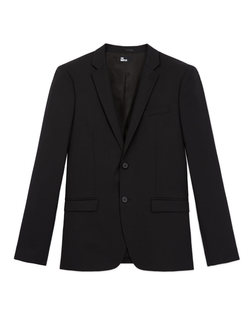 The Kooples HOMME BLACK veste de costume en laine noire coupe tailleur ajustée