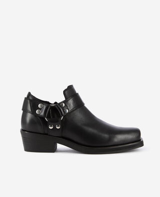 The Kooples F BLACK low ankle boots with black leather straps