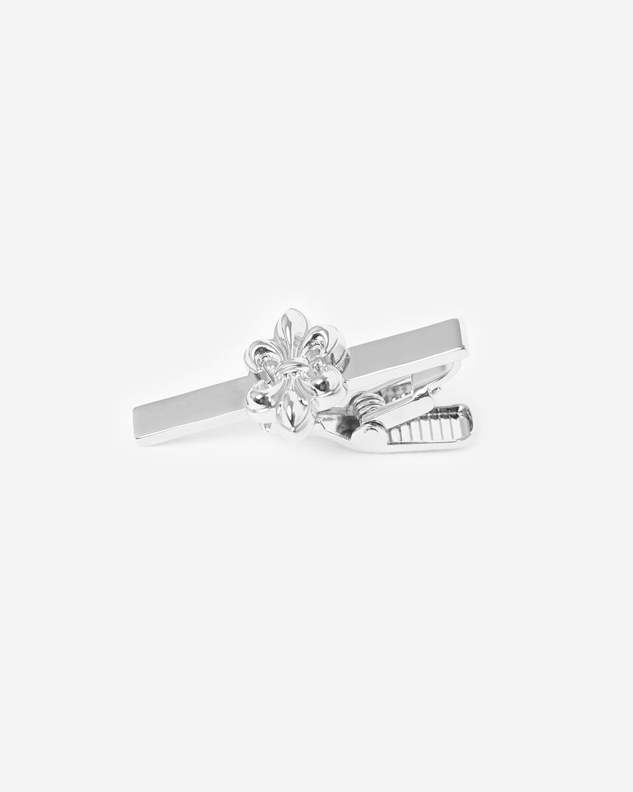 The Kooples HOMME SILVER pince à cravate argentée avec détail fleur de lys