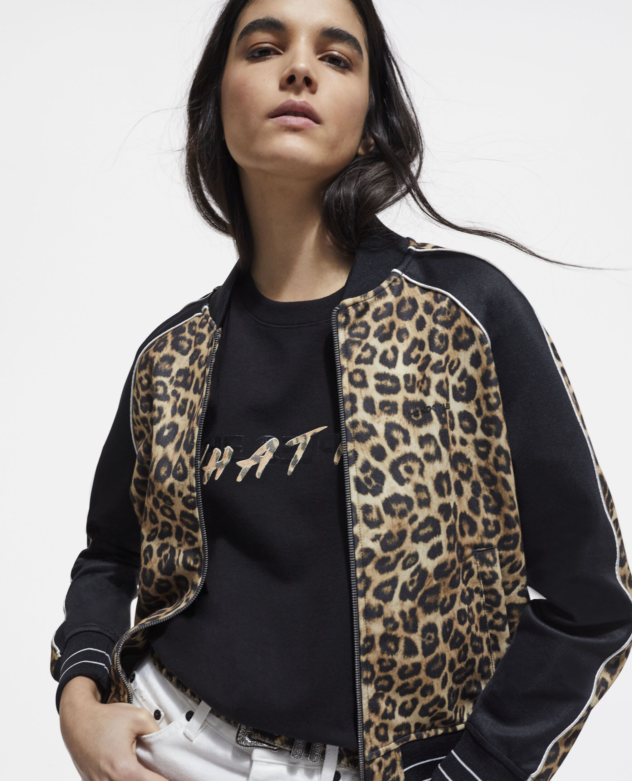 Leopard zipped sweatshirt, LEOPARD, hi-res image number null