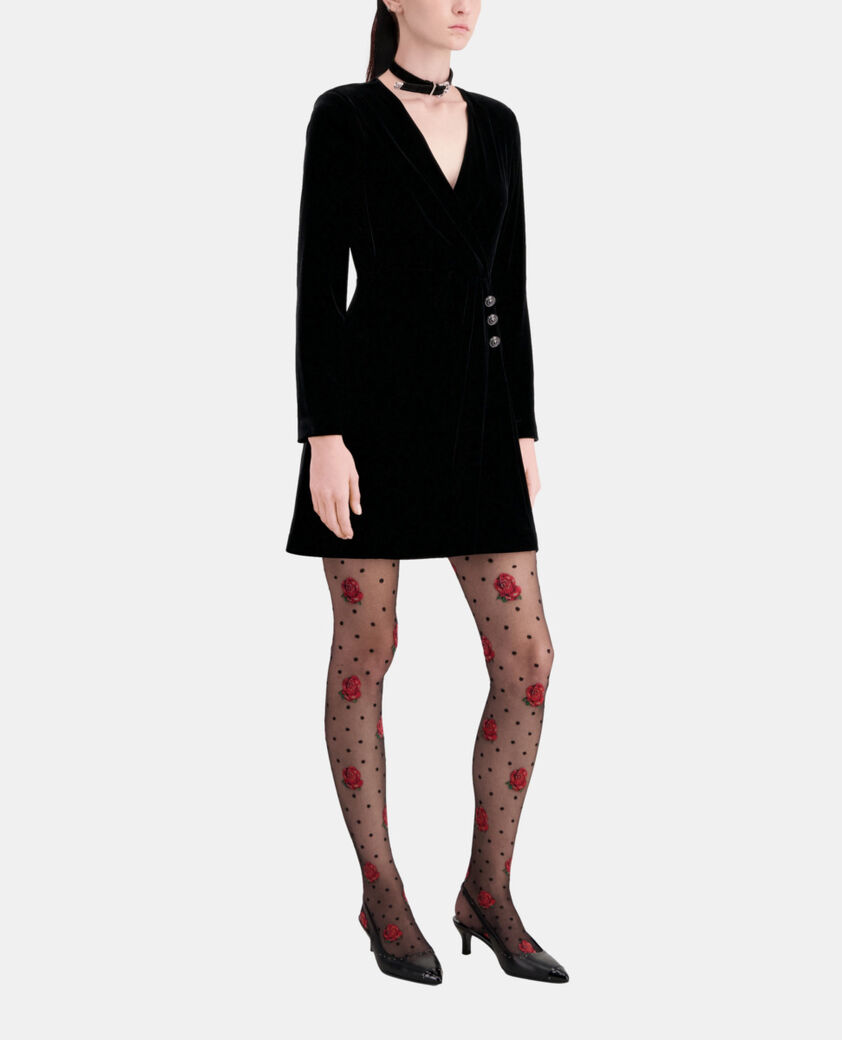 The Kooples FEMME BLACK robe courte noire en velours