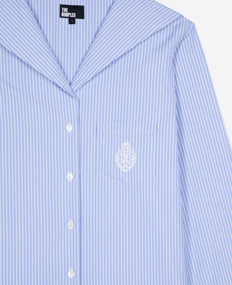 The Kooples F BLUE WHITE blue poplin striped shirt