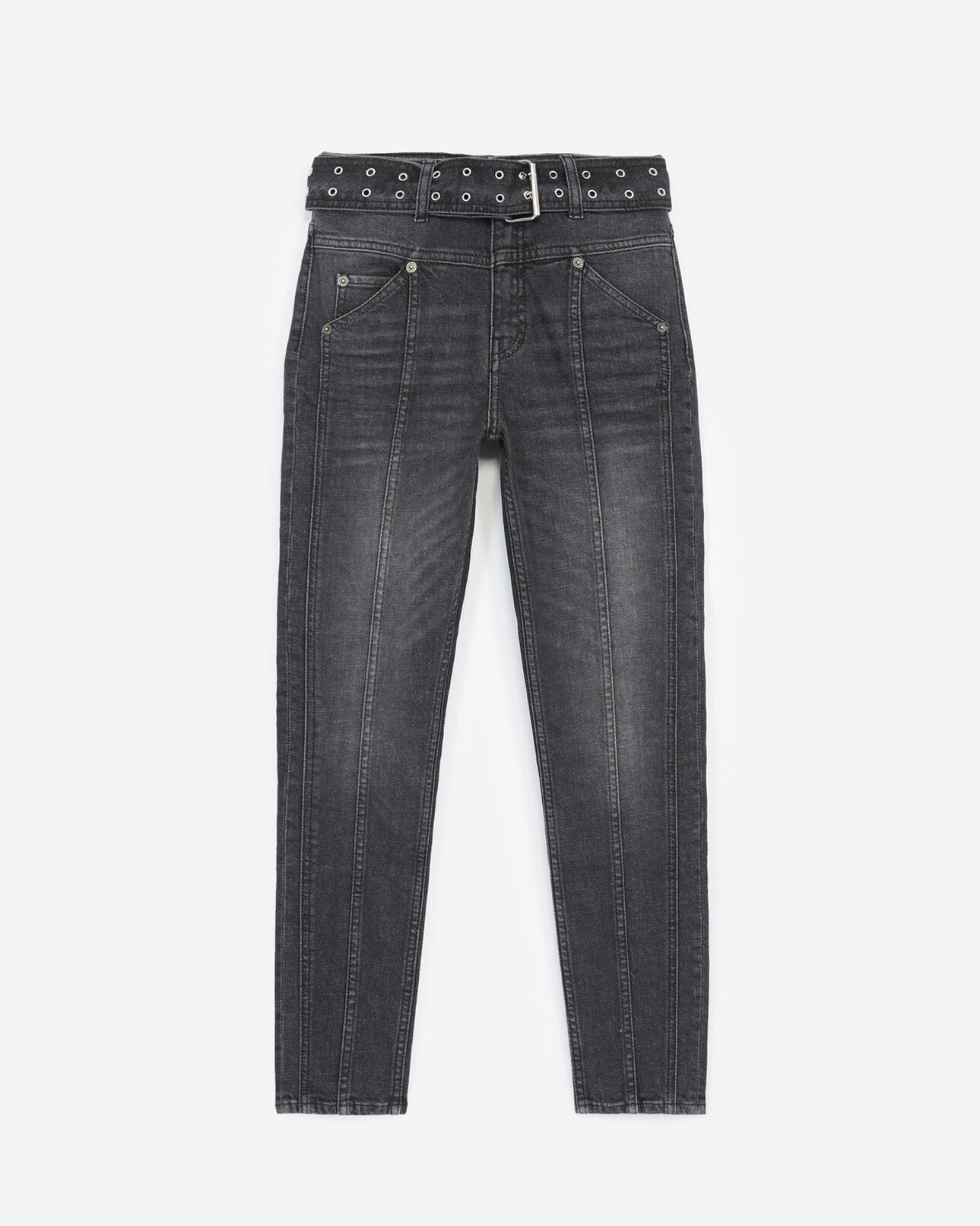 The Kooples FEMME BLACK WASHED jean noir délavé boutons apparents