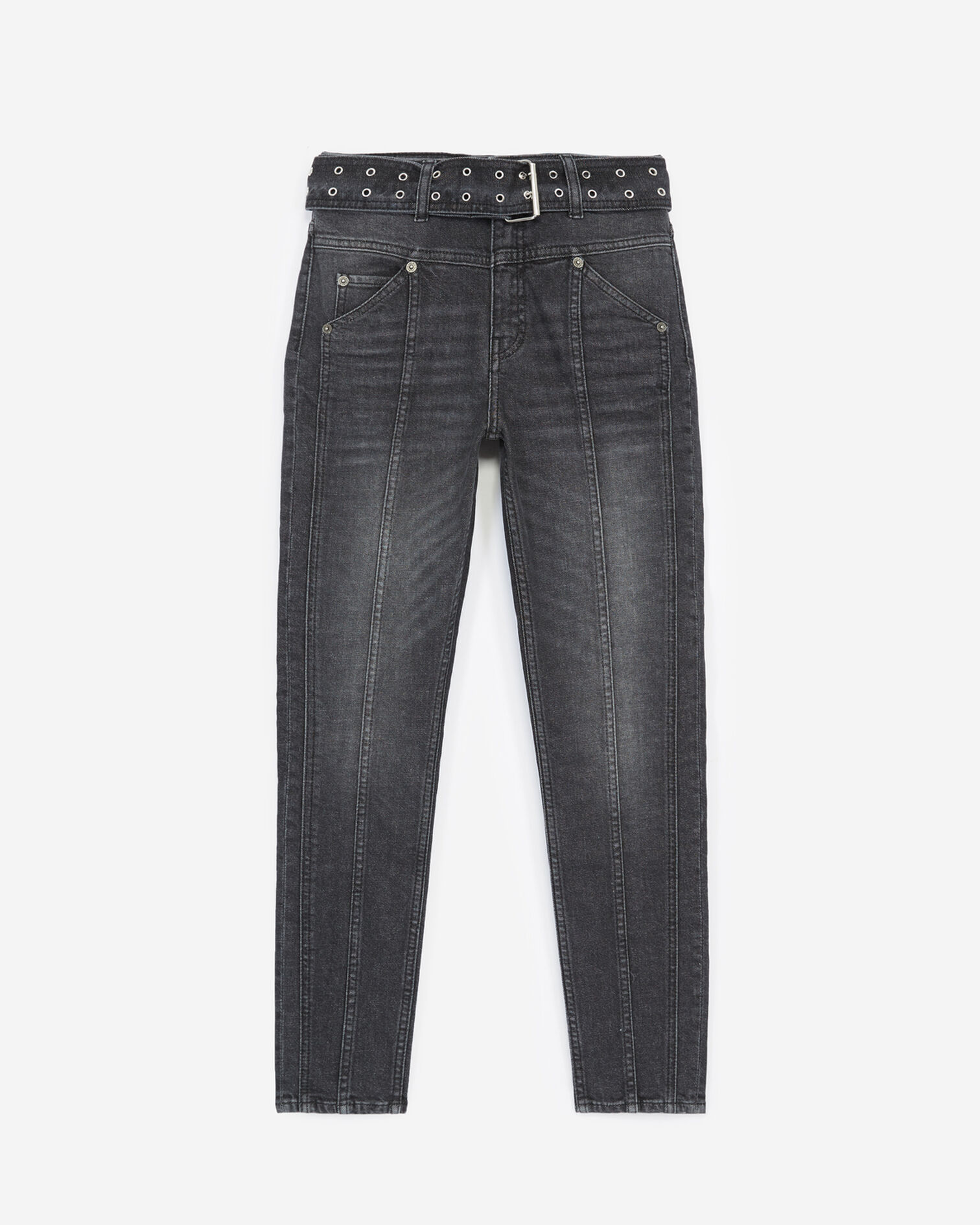 Jean noir délavé boutons apparents, BLACK WASHED, hi-res image number null
