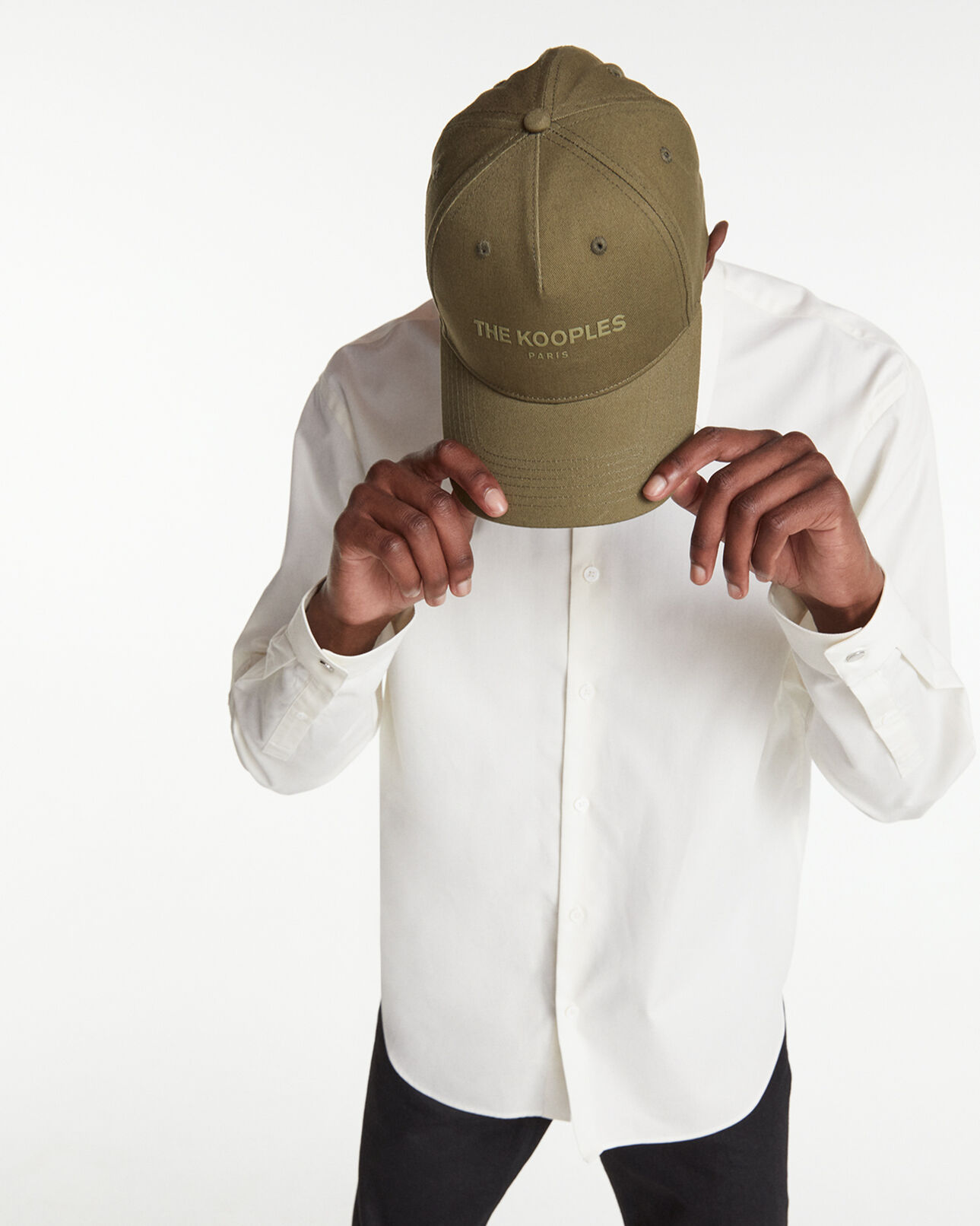 The Kooples MEN KAKI khaki cap in cotton with logo