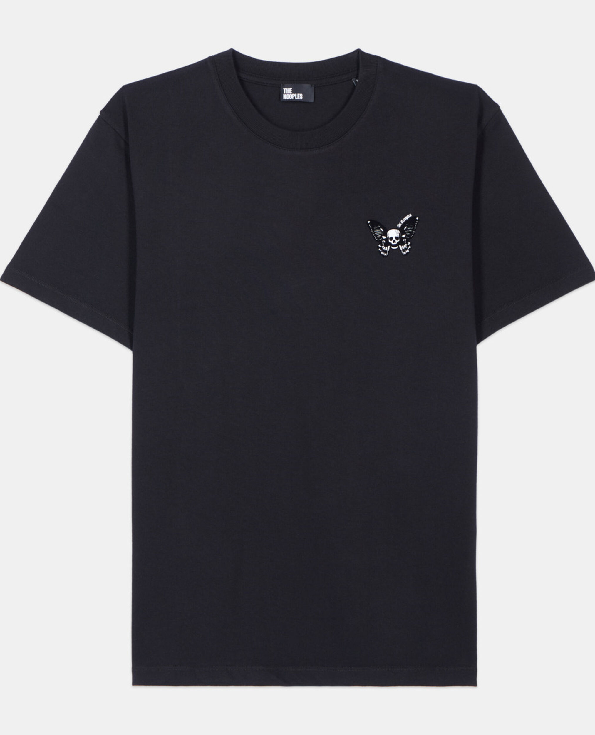 Schwarzes T-Shirt mit Butterfly-Beflockung, BLACK, hi-res image number null