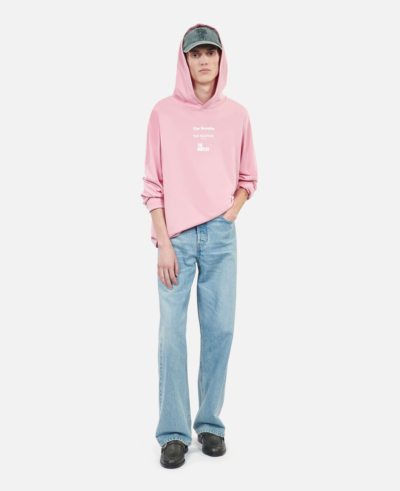 The Kooples H SWEET PINK long-sleeved pink hooded locations serigraphy t-shirt