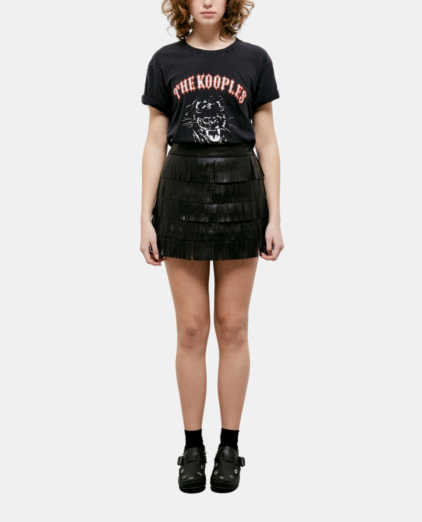 The Kooples WOMEN BLACK short black leather skirt