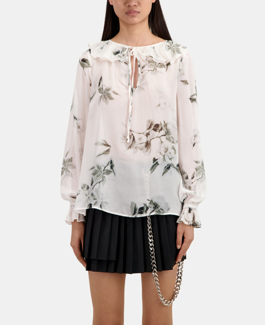 The Kooples F ECRU printed top with ruffles