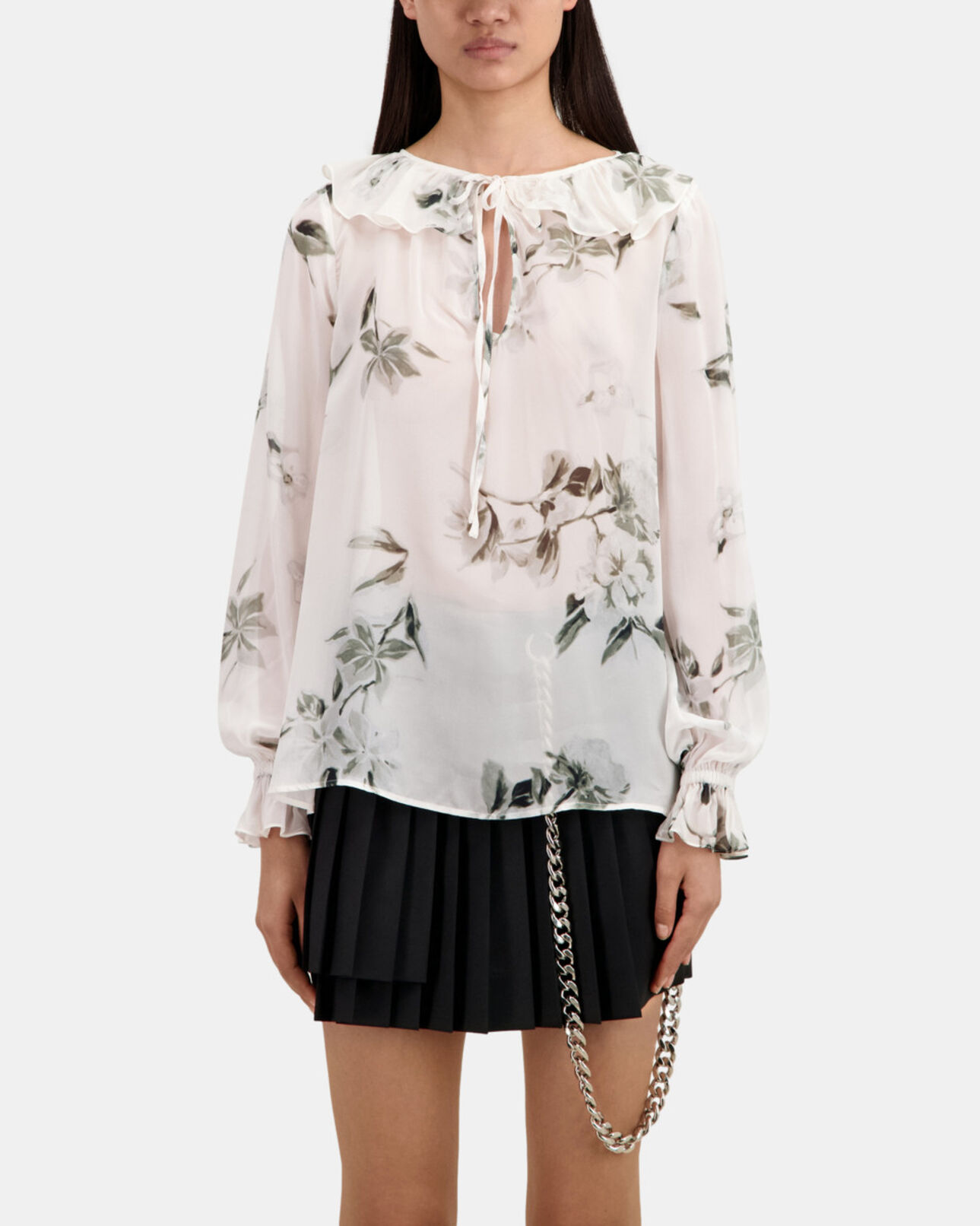 The Kooples WOMEN ECRU printed top with ruffles