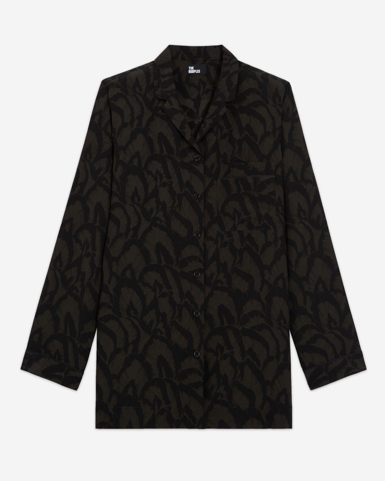 The Kooples MUJER KAKI BLACK camisa seda estampada
