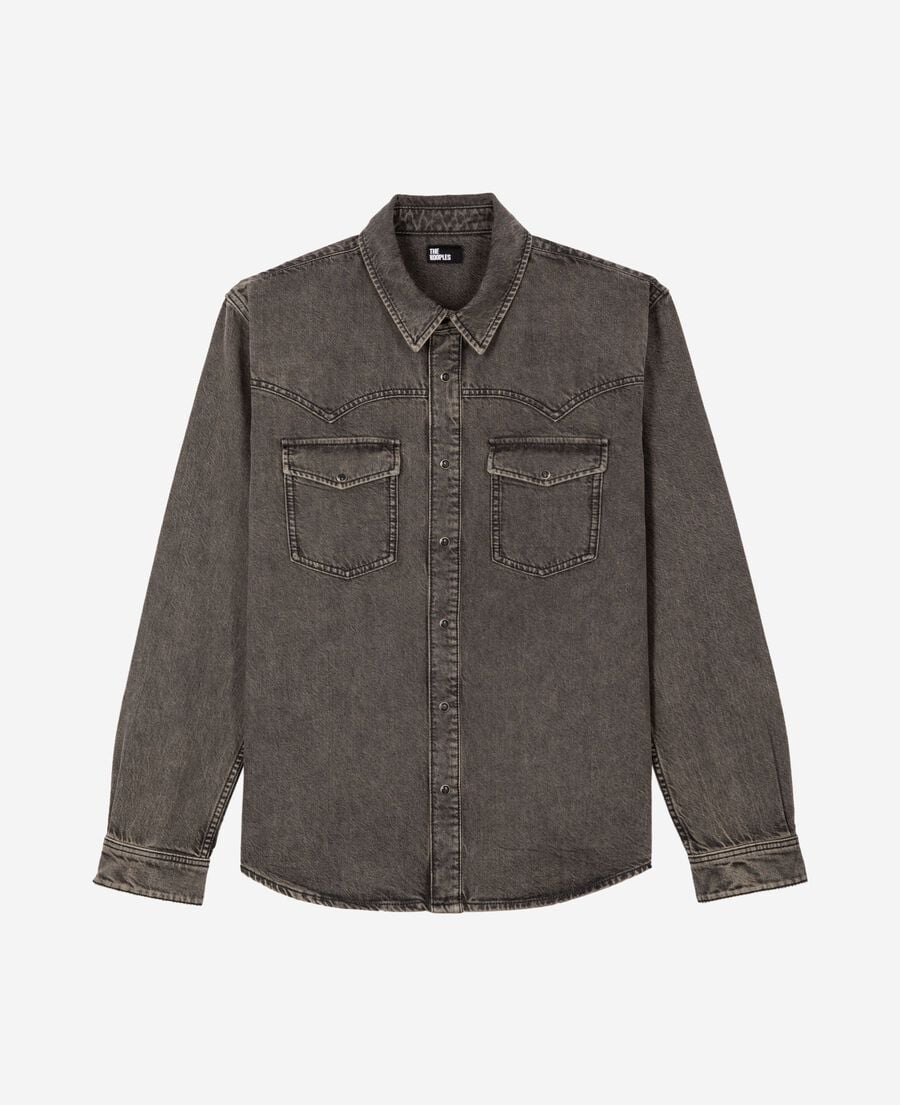 The Kooples MEN DENIM GREY grey denim shirt
