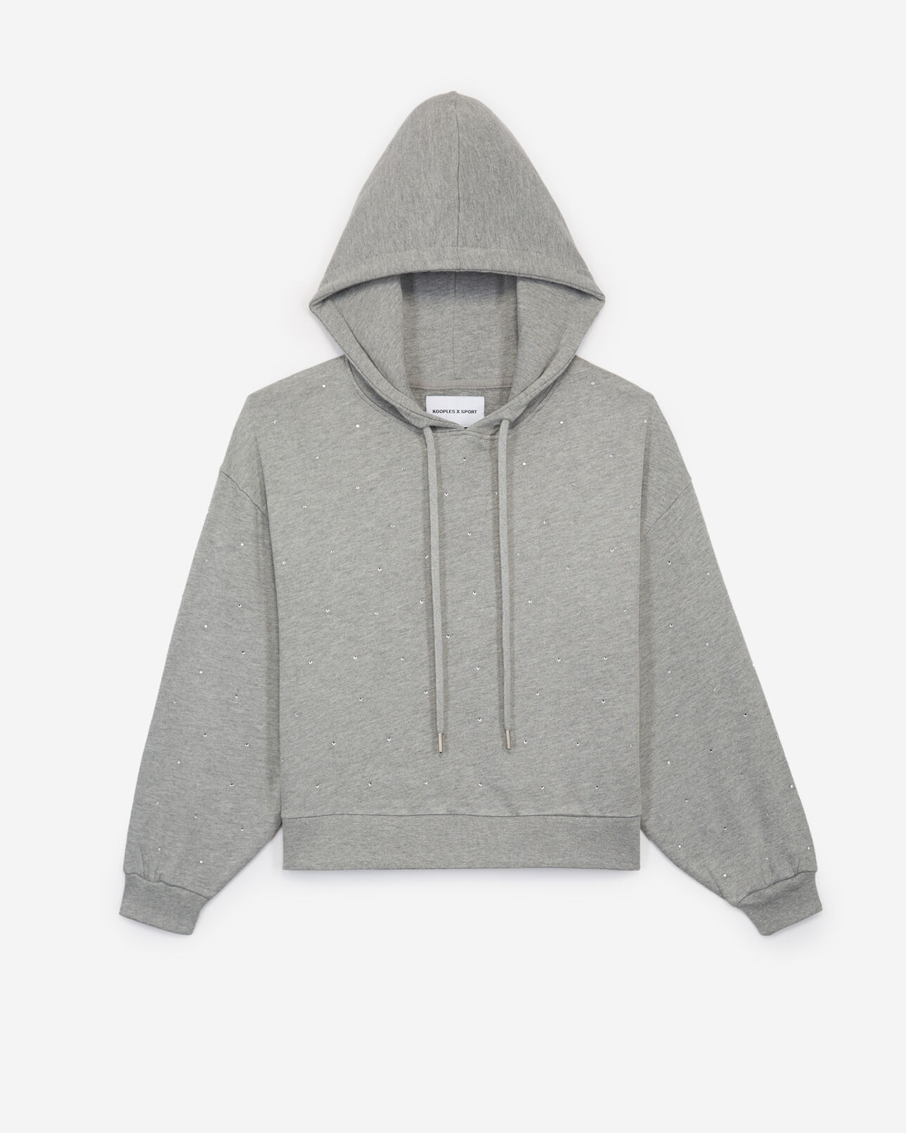 The Kooples WOMEN GREY MELANGE grey hoodie with rhinestones all over