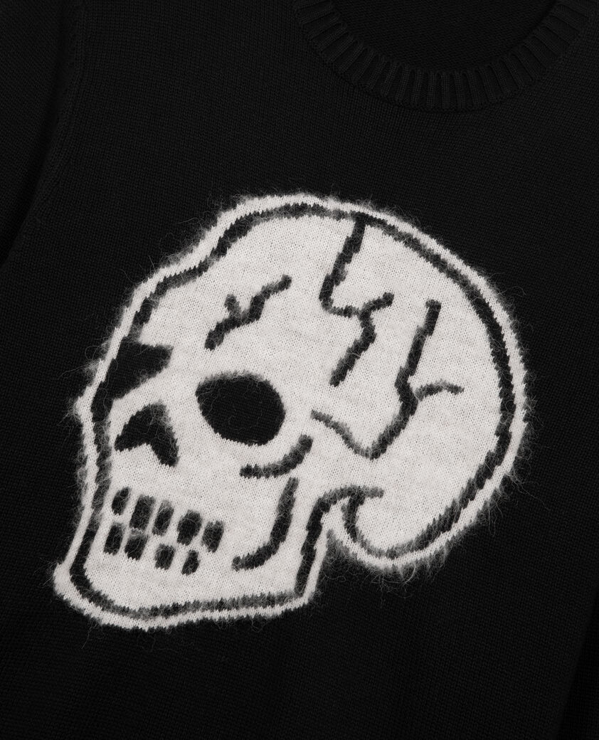 The Kooples HOMME BLACK-ECRU pull t&ecirc;te de mort noir