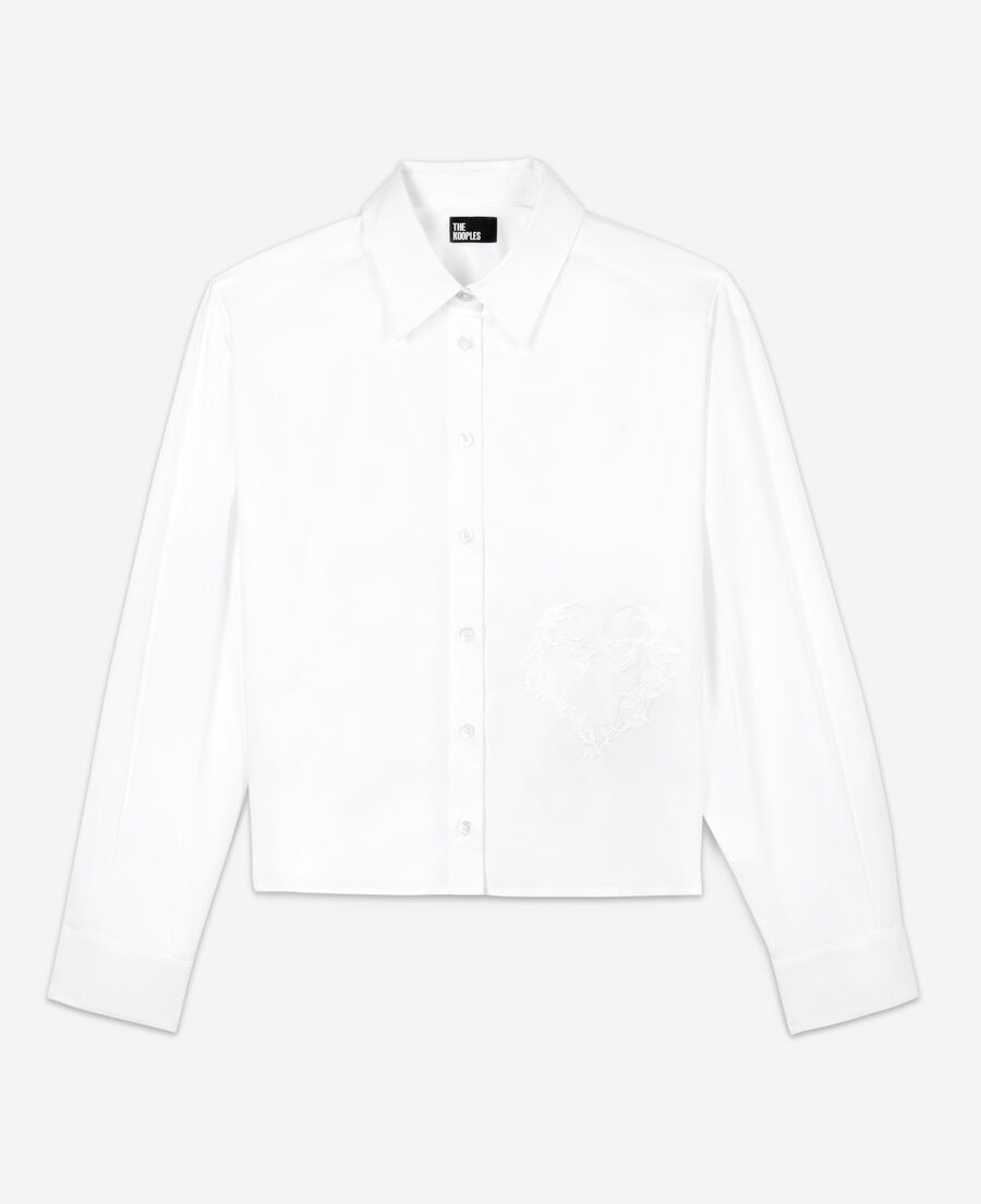 The Kooples F WHITE white shirt with skull heart embroidery