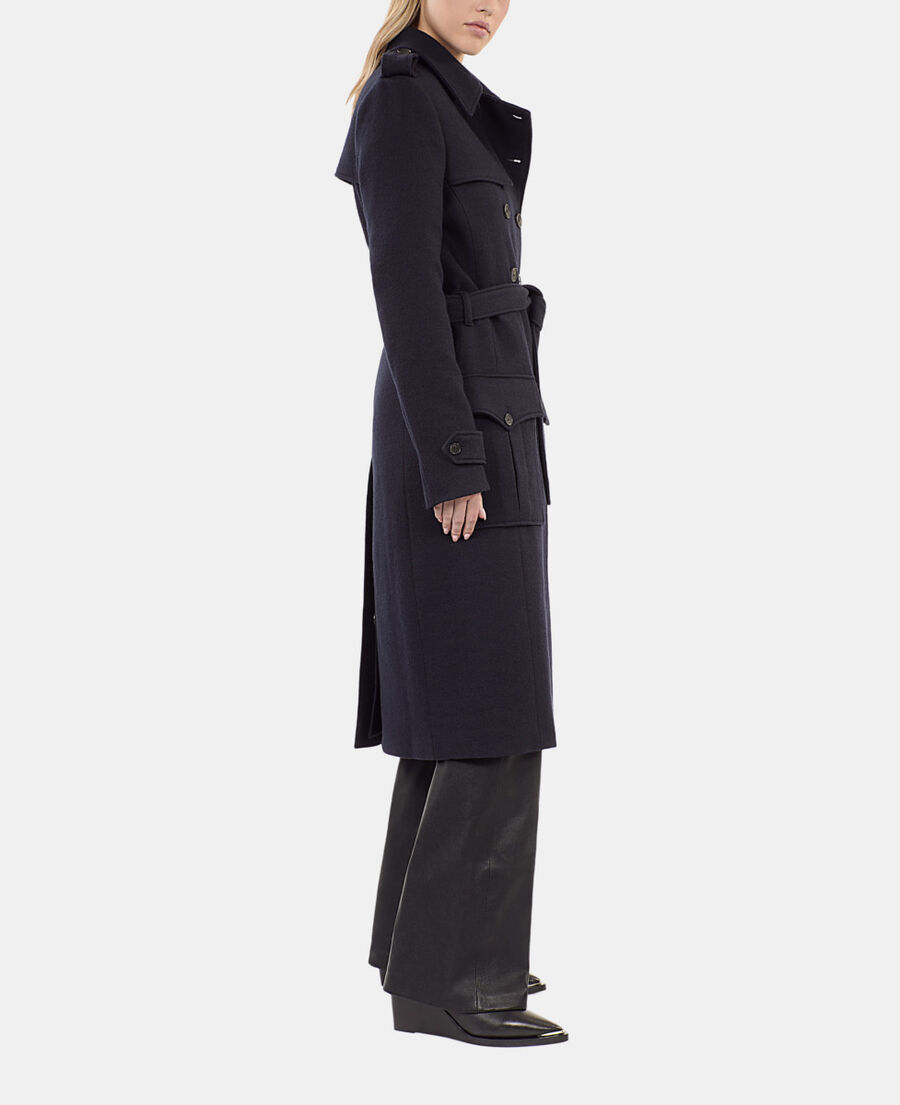 The Kooples F DARK NAVY long navy blue trench style coat