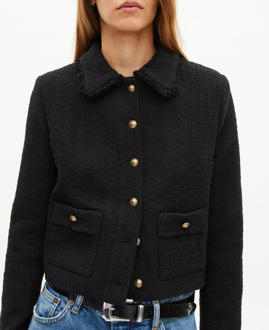 The Kooples WOMEN BLACK black tweed jacket