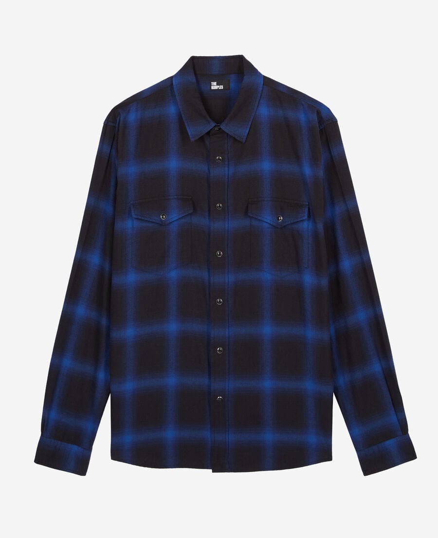 The Kooples HOMME BLUE BLACK chemise à carreaux noirs