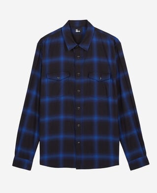 The Kooples HOMME BLUE BLACK chemise à carreaux noirs