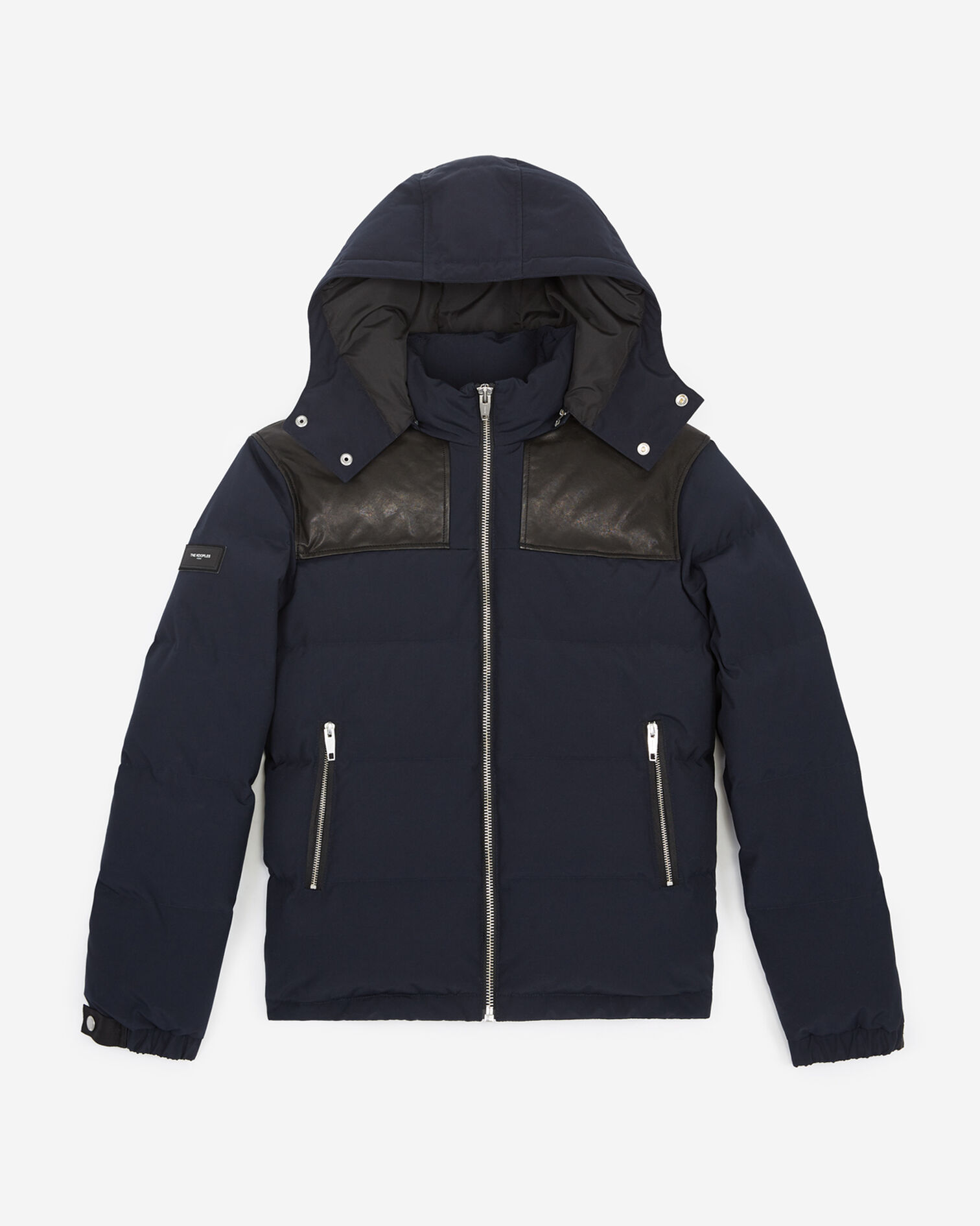 DOUDOUNE AVEC COL EN CUIR ET CAPUCHE FOURREE, NAVY / BLACK, hi-res image number null