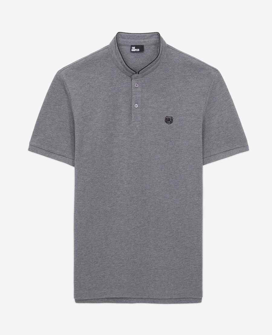 The Kooples H DARK GREY  gray officer collar polo shirt