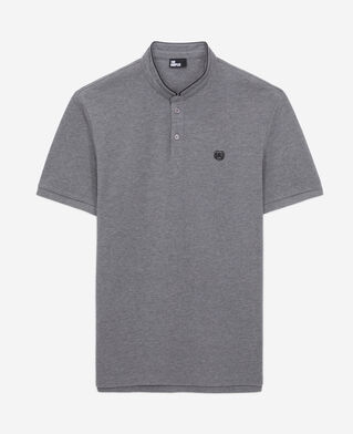 The Kooples H DARK GREY  gray officer collar polo shirt