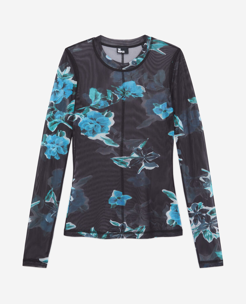 The Kooples WOMEN BLACK BLUE printed t-shirt