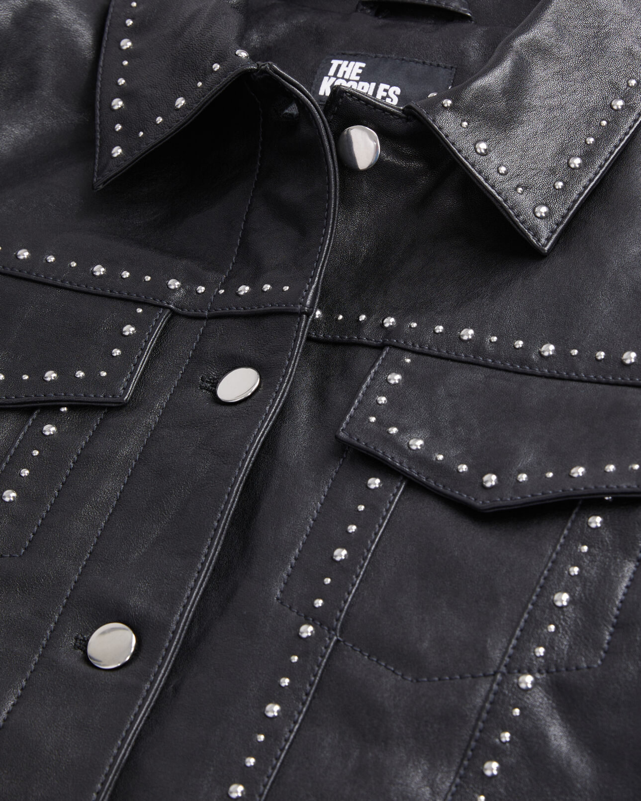 The Kooples FEMME BLACK veste en cuir noir avec clous