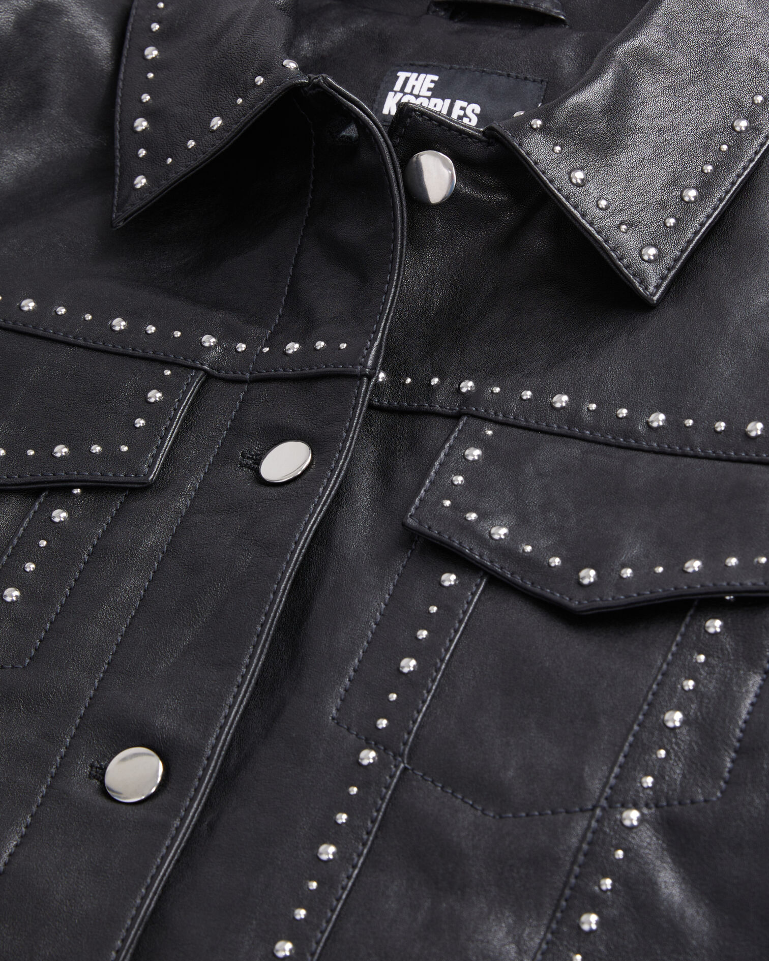 Veste en cuir noir avec clous, BLACK, hi-res image number null