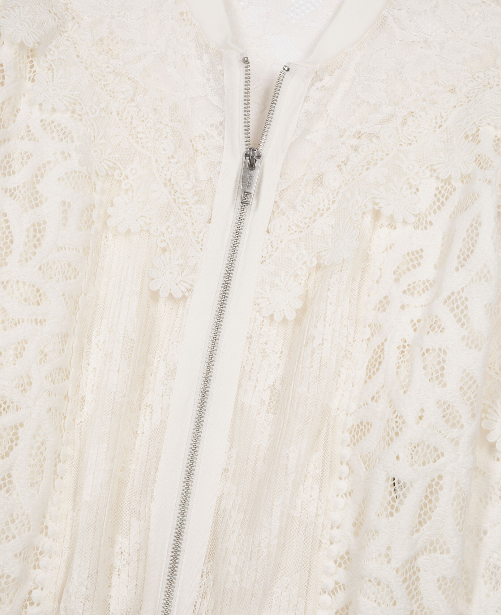 The Kooples FEMME ECRU veste à volants en dentelle écrue