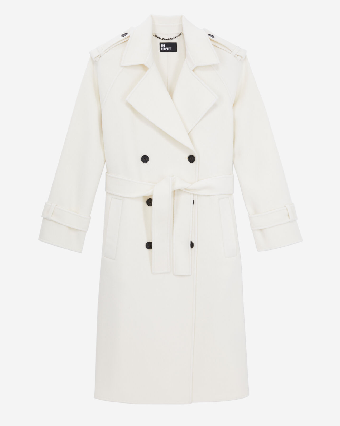 The Kooples FEMME ECRU manteau long écru en mélange de laine