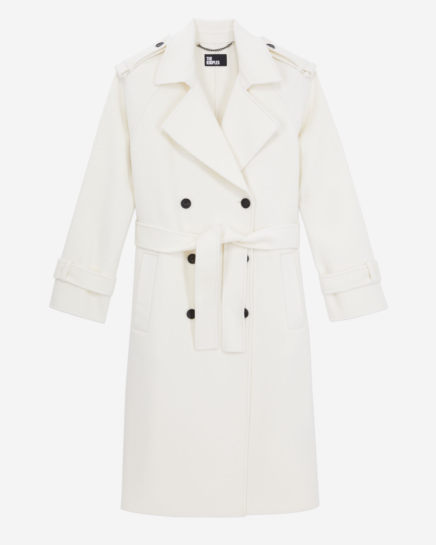 Manteau long écru en mélange de laine, ECRU, hi-res image number null