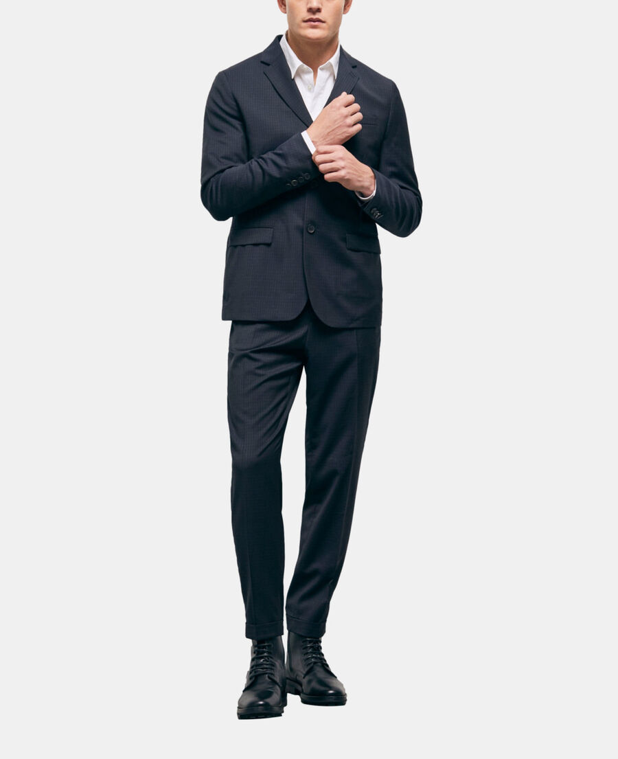The Kooples H NAVY / WHITE wool suit jacket with check motif