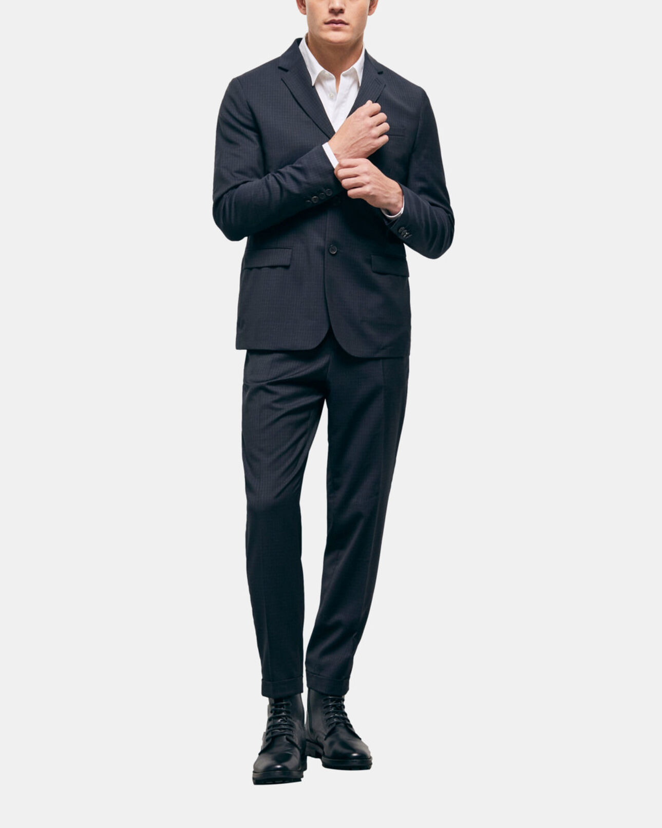 The Kooples MEN NAVY / WHITE wool suit jacket with check motif